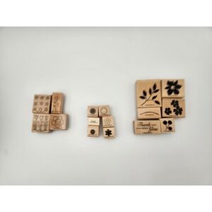 Lot Of 3 Stampin Up Wooden stamp Sets Best Blossom Pocket Full Posies Sweet Spot